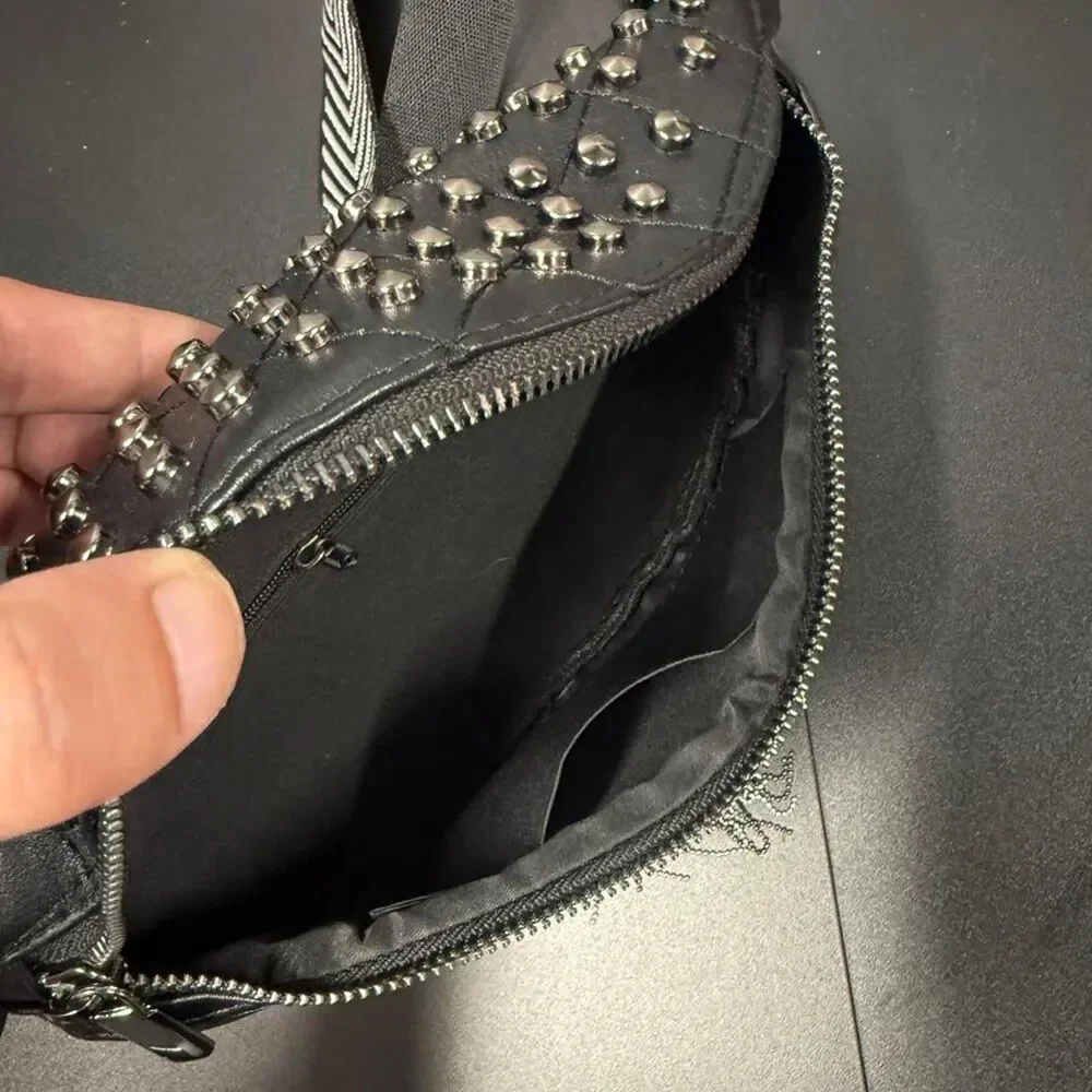Y2K Grunge Punk Rocker Metal Studded Sling Bag / Waist Pouch